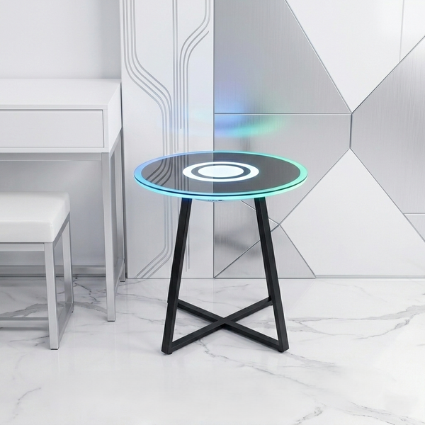 Смарт-столик журнальний круглий: Bluetooth-колонка, RGB-світло та Бездротова зарядка btst001 фото