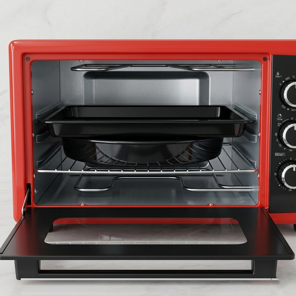 Електропіч Asel AF-33-23 33л, настільна духовка 1300W, регулювання 80-320&deg;C, червона AF33_23red фото