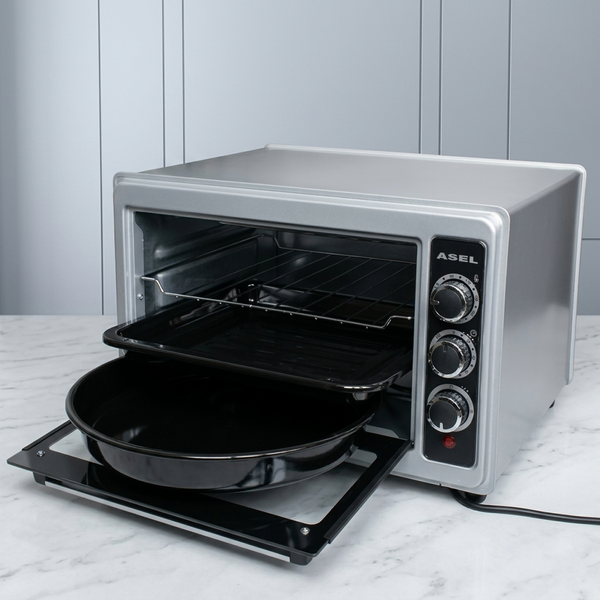 Електропіч Asel AF-33-23 Сіра (33л), електрична духовка 1300W, 80-320&deg;C, 2 дека у комплекті AF33_23gr фото