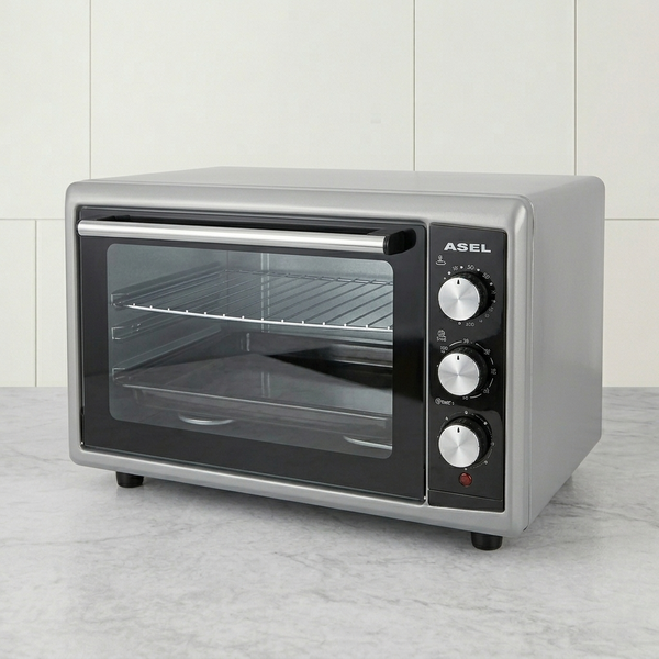 Електропіч Asel AF-50-23 50л, настільна духовка 1500W, 80-320&deg;C, 2 великих дека, сіра AF50_23gr фото