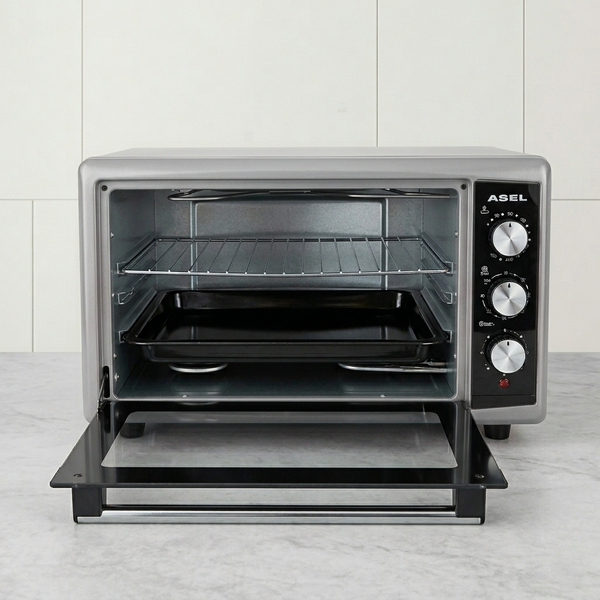 Електропіч Asel AF-50-23 50л, настільна духовка 1500W, 80-320&deg;C, 2 великих дека, сіра AF50_23gr фото