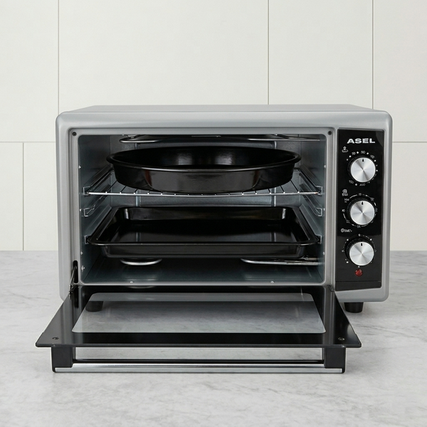 Електропіч Asel AF-50-23 50л, настільна духовка 1500W, 80-320&deg;C, 2 великих дека, сіра AF50_23gr фото