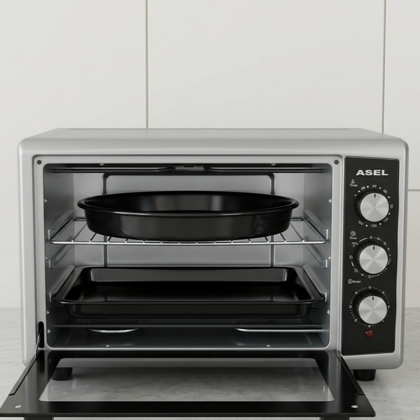Електропіч Asel AF-50-23 50л, настільна духовка 1500W, 80-320&deg;C, 2 великих дека, сіра AF50_23gr фото
