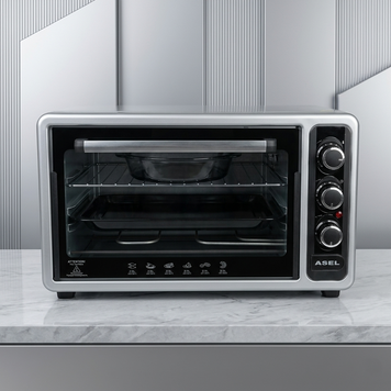 Електропіч Asel AF-40-23 40л, настільна духовка 1300W, 80-320&deg;C, 2 великих дека, сіра AF40_23gr фото