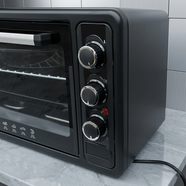Електропіч Asel AF-40-23 40л, настільна духовка 1300W, 80-320&deg;C, 2 великих дека, чорна AF40_23bl фото
