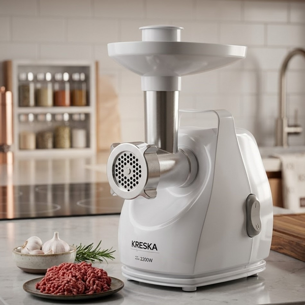 М&rsquo;ясорубка електрична KRESKA 390.50 (2200 Вт) з насадкою для ковбас, біла kk39050pol фото